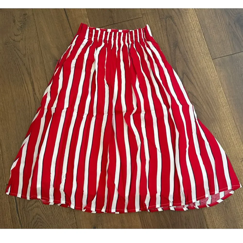 Modcloth x Collectif Ornella Yacht Striped A-Line Red White Sz 2 XXS NWT